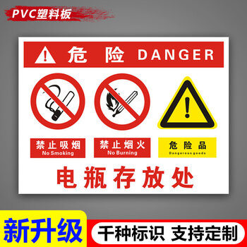 安全操作管理宣传标语挂图墙贴告示提示标示标志电瓶存放处pvc板30x40