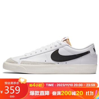 耐克NIKE板鞋男缓震经典BLAZER LOW '77休闲鞋DA6364-101白43