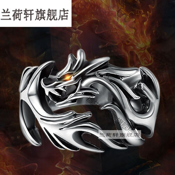 戒指潮流时尚社会霸气炫酷龙头关节戒指买带飞龙开口戒指jz012飞龙