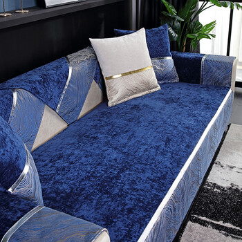 垫2021年新款四季通用现代简约防滑盖布皮沙发套罩坐垫安澜蓝色170150