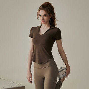 迪卡侬桑若瑜伽服女夏季显瘦运动短袖t恤普拉提训练服跑步健身上