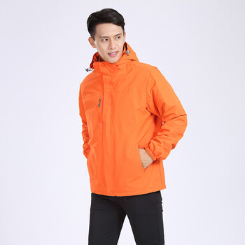 聚蒙 h18探路者同款户外情侣冲锋衣团队定制透气干爽三合一外套 橙色