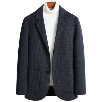 金盾kindon秋冬款双面尼西服男秋冬羊毛夹克外套小西服修身型西装领