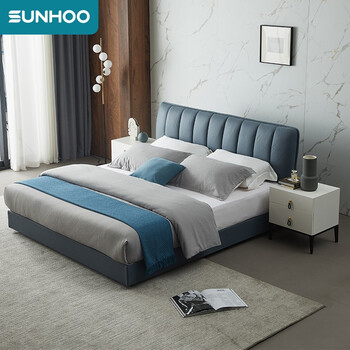 双虎家私北欧科技布艺床主卧双人床轻奢软包双人床051b18m低箱床