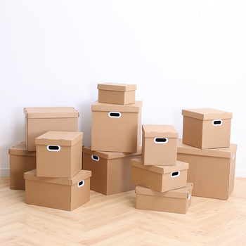 韩纳牛皮纸质收纳箱装书纸盒文件档案箱子收纳盒储物折叠纸箱纸皮箱 9