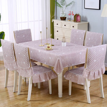 布椅套椅罩靠背套装家用四季餐椅垫套装简约现代 咖褐色 星空咖中式 6