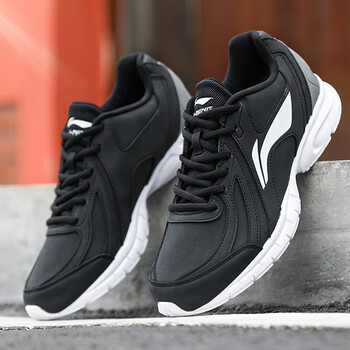 李宁跑步鞋男鞋春秋季跑鞋都市健步鞋旅游休闲运动鞋男 黑色/铁青灰