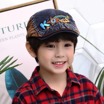 儿童仔帽子春秋天男童贝雷帽3-4-8岁宝宝鸭舌帽6小童休闲帽子潮 藏青