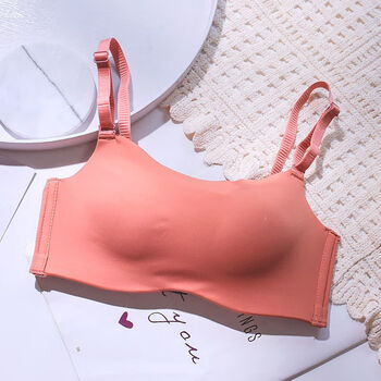 内衣防走光小胸聚拢无钢圈薄款收副乳防下垂裹胸式无痕文胸罩粉色单件
