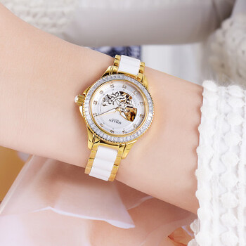 瑞士梭伦新款手表女士全自动机械表陶瓷潮流时尚情侣女表简约休闲夜光