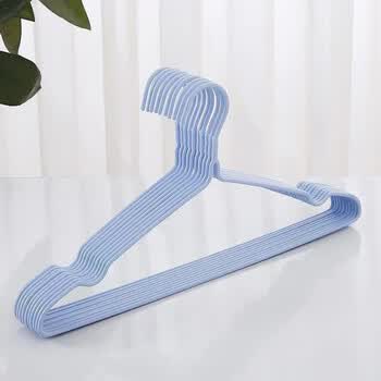 简尚恩家用浸塑衣架收纳必背学生晒衣服宿舍阳台晾晒衣安 浅蓝-40厘米凹槽款 20个装