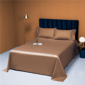 家纺a类100支棉床单床笠单件纯色简约超柔纯棉酒店风床罩帛棕色床单