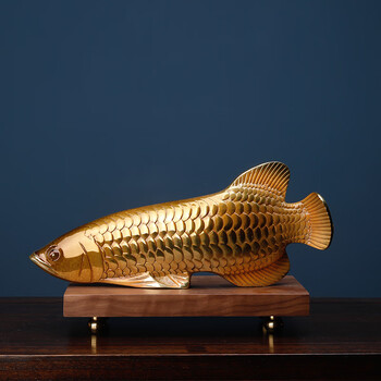 翠佳书房办公室桌面招财铜金龙鱼摆件客厅玄关酒柜装饰品乔迁新居开业