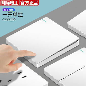 国际电工86型开关插座面板白色暗装家用大间距斜五孔10A墙壁一开双控开关 一开单控