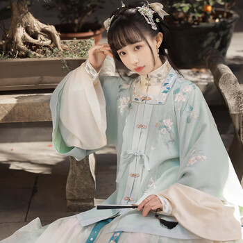 十三余 小豆蔻儿[山色图] 方领半袖立领对襟马面裙明制汉服女 马面裙(4.5米摆)    XS 现货