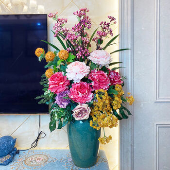 美其美纳客厅新中式仿真花假花花瓶花艺插花家居装饰品玄关花欧式现代