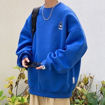 战狼本色长袖卫衣男春季新款宽松舒适休闲日系上衣青年服饰男装 蓝色