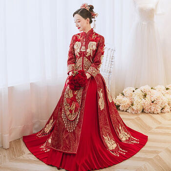 65ギ彩纤虞秀禾服2021新款结婚新娘女中式婚纱礼服龙凤褂嫁衣敬酒秀