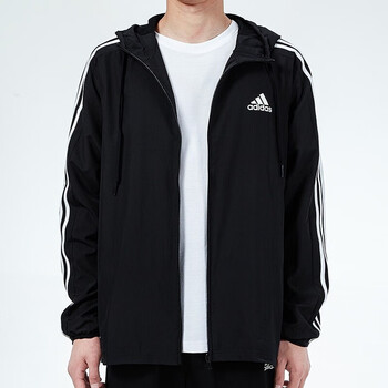 adidas阿迪达斯男装春秋款运动透气宽松连帽休闲梭织夹克外套gv5256 c