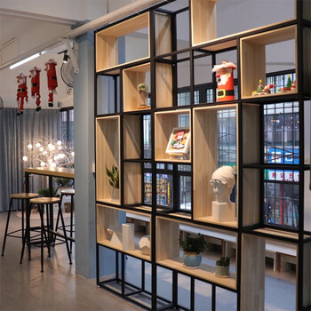 小米阳光 工业风铁艺隔断置物架落地柜子创意装饰镂空书柜办公室书架