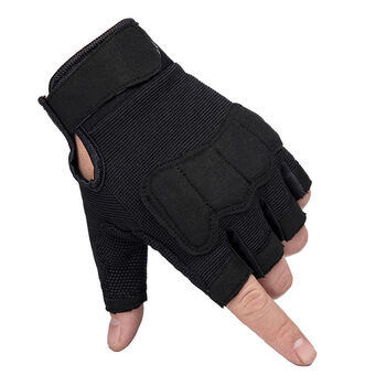 手套战术手套通用户外耐磨透气夏季垫防护格斗训练运动健身半指黑色m