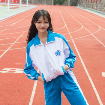 高中学生秋冬校服外套装班服初中生校服夏装夏季学生短袖蓝白 涤盖棉