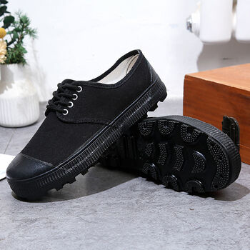 3527搏峰解放鞋男女户外胶鞋农田鞋耐磨作训鞋劳保民工工作鞋 黑色低