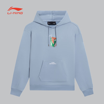 李宁lining男子春秋款套头连帽卫衣舒适潮流休闲运动百搭上衣awds907