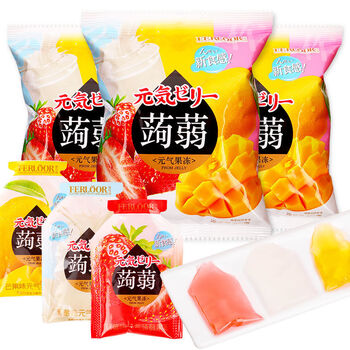 蒟蒻果汁果冻布丁魔芋代餐网红休闲果冻 【乳酸 芒果 草莓味】200g*8