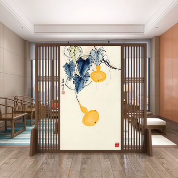 缘古屋新中式屏风隔断墙客厅进入户门实木风水玄关遮挡办公室茶室现代