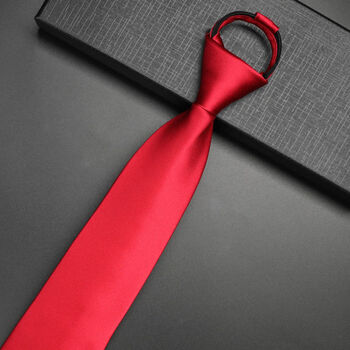 领带男 免打懒人领带男士商务正装结婚衬衫拉链式免打结藏青酒红色男