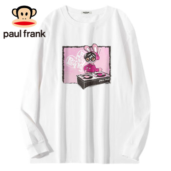 大嘴猴（paul frank）长袖T恤女士2023秋季宽松圆领潮流ins百搭上衣女白色XL