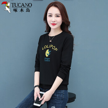 啄木鸟tucano卫衣女士2021年秋季休闲时尚印花长袖t恤打底衫棉质舒适