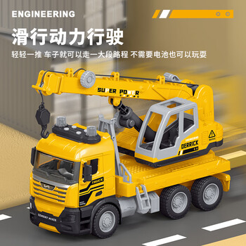 采石吊车玩具起重机模型工程车仿真吊机开车门声光儿童汽车礼物YF8351