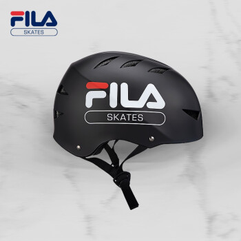 斐乐FILA头盔平衡车轮滑自行车滑板车专业滑板头盔可微调节尺码安全帽成人儿童通用安全头盔 黑色 S码