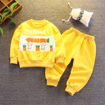 宝宝秋装套装岁男童秋季长袖婴幼儿韩版两件套女小童秋天衣服黄色拔
