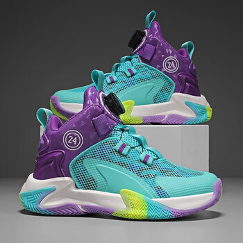 耐克森6篮球鞋男女童8秋季男孩鞋子旋转纽扣运动鞋12岁儿童实战球月紫