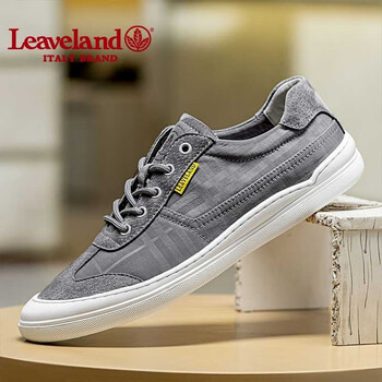 枫叶leaveland男鞋四季款男士休闲鞋男运动鞋子低帮软底板鞋耐穿耐磨
