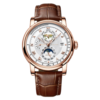 沃度(vodoy)官方男士手表开航海家系列男士腕表商务休闲 白盘