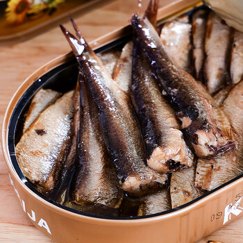 西鲱鱼kaija牌海鲜特产无添加健康食品下酒菜190克 熏制西鲱鱼罐头3罐