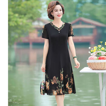 云涯海畔(yunyahaipan)妈妈夏装裙子40-50岁中老年女装高贵中年女士