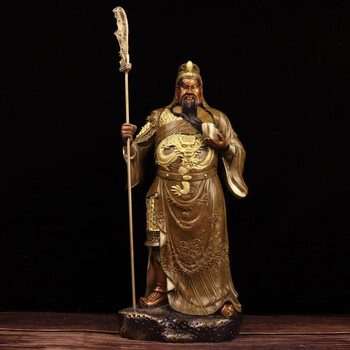 关羽神像聚财纳福忠肝义胆家居办公室a红脸长13宽10高28厘米16公斤