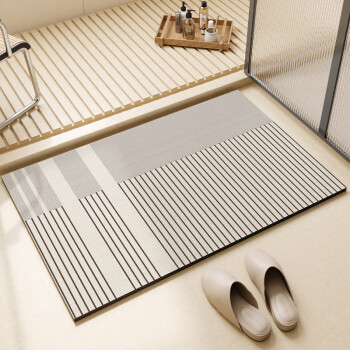 简约浴室防滑垫家用卫生间硅藻泥地垫洗手间厕所门口吸水脚垫垫子 随线空白 40x60cm