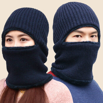 土匪帽 毛线帽子男女冬天套头帽保暖蒙面骑车防风寒东北帽围巾围脖