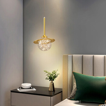 穆朵床头吊灯网红长线灯现代简约轻奢北欧创意灯饰极简卧室小吊灯床头