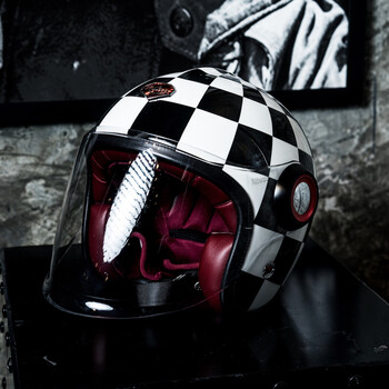 ruby摩托车碳纤维头盔3/4揭面盔哈雷复古机车骑行安全盔夏盔 维多利亚