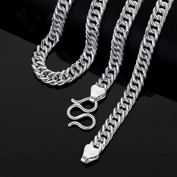 正品s999纯银项链马鞭链男生女生霸气足银项链时尚送男友纯银项链宽4