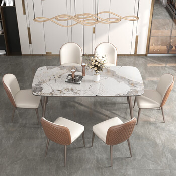 品族 意式轻奢风岩板餐桌现代简约小户型餐厅吃饭桌子高端网红p-cz05