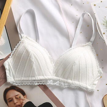 高品质女士内衣白色内衣女薄款小胸聚拢无钢圈上托少女调整型大胸显小