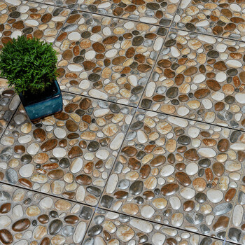 小米瓷砖 阳台仿古砖花园防滑地砖300x300鹅卵石阳台地板砖 鹅卵石小